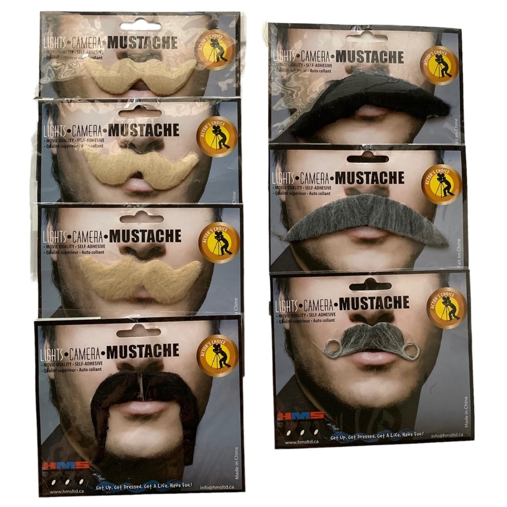 Self Adhesive Mustache Costume NWT Bundle of 7